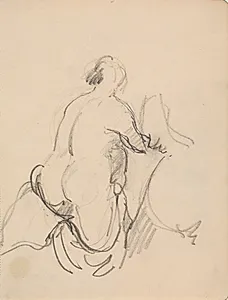 Stående nøgen kvinde, set fra ryggen by J.A. Jerichau (II)