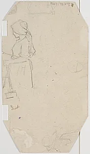 Stående pige og mandsprofil by Hans Smidth