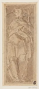 Stående soldat med lanse i en niche. Sankt Longinus? by Giovanni Battista della Rovere
