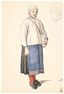 Stående svensk bondepige by Wilhelm Marstrand