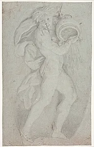 Stående ung mand holdende en krukke by Hendrik Krock