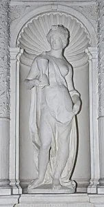Statue fra kardinal G. Basso della Roveres gravmonument. Kvinde med timeglas, Mådeholdet by Ubekendt