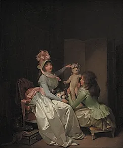 Statuetten af Amor bekranses by Louis-Léopold Boilly