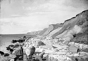 Stenet kyst med skrænter by Søren Lund
