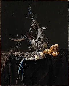Stilleben. Måltidsstykke med sølvkande by Willem van Aelst