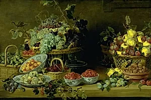 Stilleben med frugter på et bord by Frans Snijders