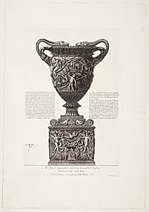 Stor marmorvase med putti og vinløv, fundet i Hadrians Villa i 1769 by Giovanni Battista Piranesi