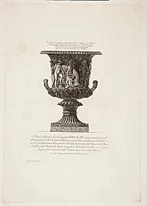 Stor marmorvase udsmykket med et relief forestillende ofringen af Iphigenia by Giovanni Battista Piranesi