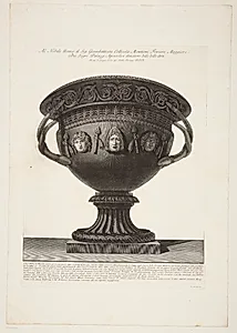 Stor vase af basalt, udsmykket med masker by Giovanni Battista Piranesi