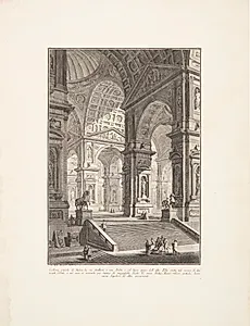 Stort skulpturgalleri med hvælvinger, belyst ovenfra ... by Giovanni Battista Piranesi
