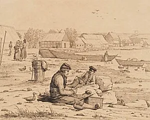 Strandgaden i Thisted. 1830 by Martinus Rørbye