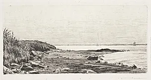 Strandparti med solskin i havet by Carl Bloch