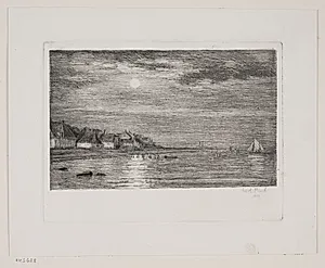 Strandparti ved Hellebæk. Måneskin by Carl Bloch