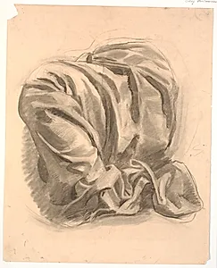 Studie af draperi, hvilende over et ben by Oluf Hartmann