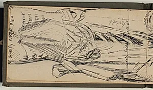 Studie af Egebjerg-krucifixet. Notater vedr. mål og farver by Niels Larsen Stevns