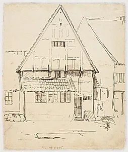 Studie af en bindingsværksbygning by Dankvart Dreyer