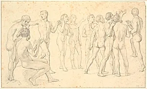 Studie af en gruppe af nøgne mænd by C.W. Eckersberg