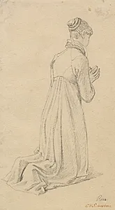 Studie af en knælende kvinde. by C.W. Eckersberg
