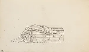 Studie af en kuffert og en kappe by Martinus Rørbye
