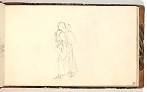 Studie af en kvinde bærende på et barn by Martinus Rørbye