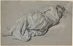 Studie af en liggende kvinde, set fra ryggen