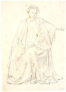 Studie af en model (en kunstnerkammerat?) i en lang kappe by Dankvart Dreyer
