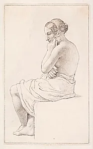 Studie af en siddende halvnøgen kvinde by C.W. Eckersberg