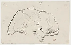 Studie af en sovende løvinde by Edme Saint-Marcel