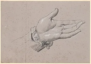 Studie af en venstre hånd, anvendt i helfigursportrættet af Frederik den sjette som Kronprins fra 1786 på Amalienborg by Jens Juel