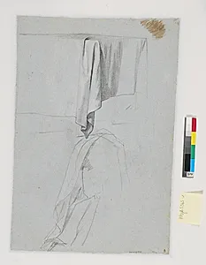 Studie af et bord med tæppe og et draperi-studie by Jens Juel