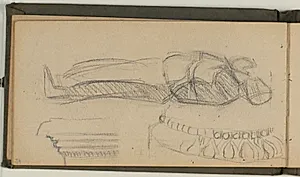 Studie af figur i profil, ornamentik og gesimsprofil by Niels Larsen Stevns