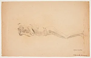 Studie af gipsafstøbning fra Pompeji. Liggende mand