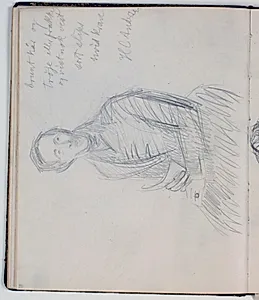 Studie af H. C. Andersen efter maleri af Chr. Albr. von Benzon 1835. Farveangivelser by Niels Larsen Stevns