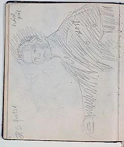 Studie af H. C. Ørsted efter et maleri. Farveangivelser by Niels Larsen Stevns
