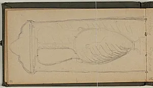 Studie af klassisk gravstele med amfora by Niels Larsen Stevns