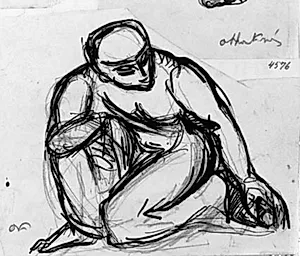 Studie af knælende kvinde der samler kartofler by Emile Othon Friesz