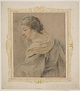 Studie af kvinde til "Madonna og barnet" by Simon Vouet