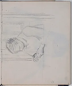 Studie af læsende kvinde foran en dør by Niels Larsen Stevns