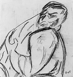 Studie af mand, der bærer en træstamme, halvfigur by Emile Othon Friesz