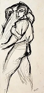 Studie af mand der bærer en træstamme by Emile Othon Friesz