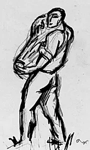 Studie af mand der bærer en træstamme by Emile Othon Friesz