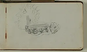 Studie af nedre del af en af vinduesrammerne på Molkes palæ, Dronningens Tværgade/Bredgade by Niels Larsen Stevns
