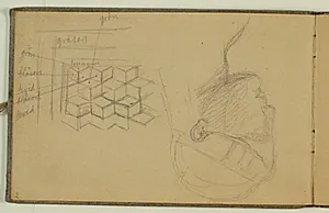 Studie af ornament og klassisk græsk statuehoved. Farveangivelser by Niels Larsen Stevns