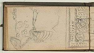 Studie af ornamenter og et æselskelet by Niels Larsen Stevns