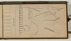 Studie af relief?: Kvindelig rytter, samt notat by Niels Larsen Stevns