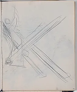 Studie af rygvendt mand siddende i en klapstol by Niels Larsen Stevns