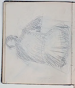 Studie af rygvendt siddende figur by Niels Larsen Stevns