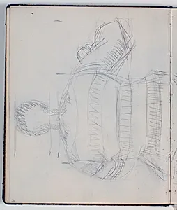 Studie af rygvendt siddende figur by Niels Larsen Stevns