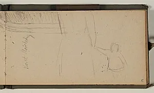 Studie af St. Heddinge kirkes kor. Notat vedr. motivet, samt figurskitse by Niels Larsen Stevns