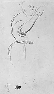 Studie af stående kvinde med højre arm løftet, halvfigur by Edgar Degas